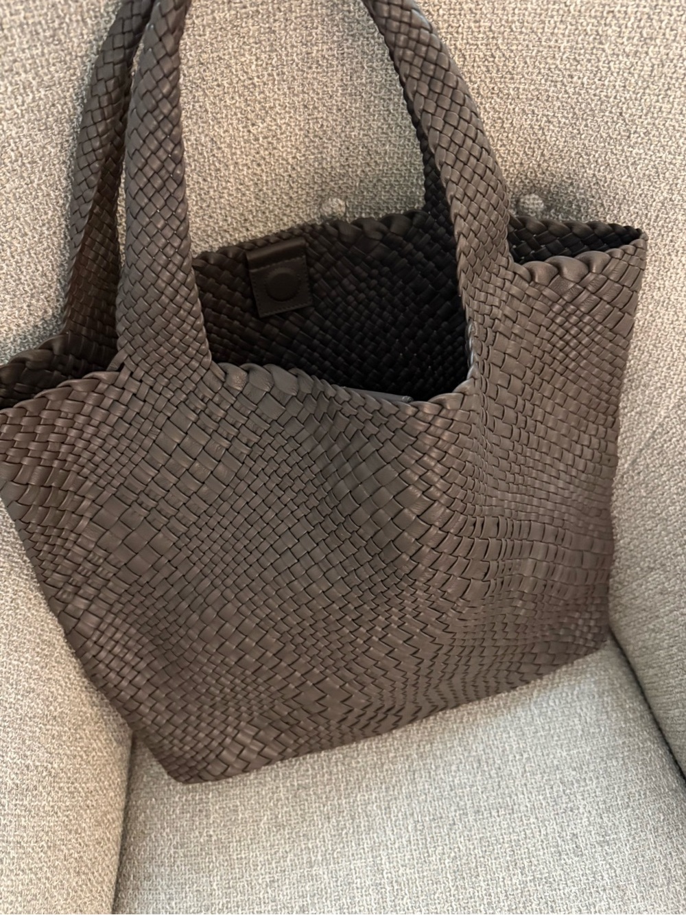 Ann Mashburn handwoven Large Mercato Tote in Dk Brown Leather NWT!